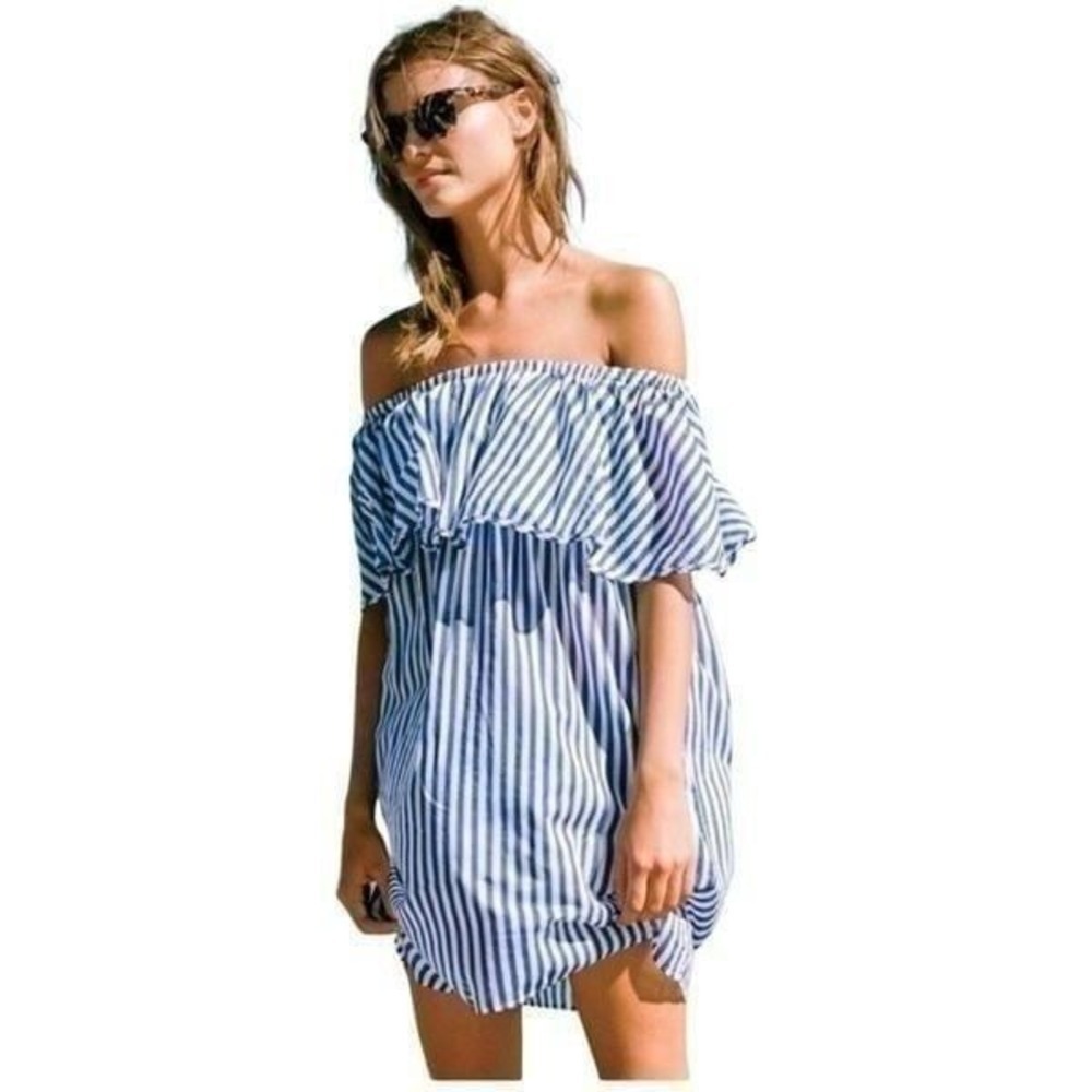 J. Crew Off-the-Shoulder Bold Striped Dress